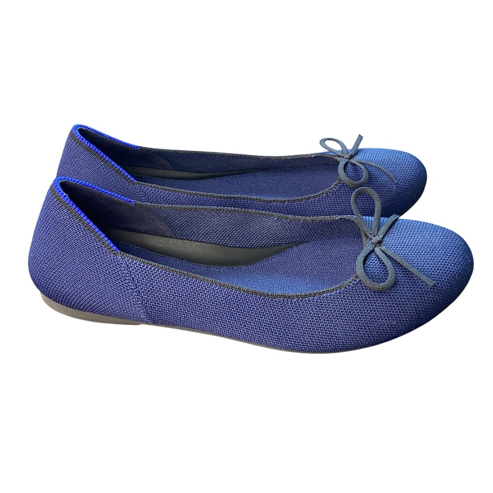 Rothys The Bow Flat Navy Blue Round Toe Knit Ballet Flats Womens Size 9 - Picture 4 of 11